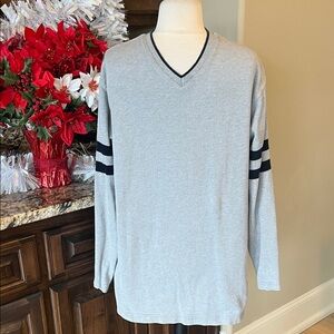 Chaps Ralph Lauren Gray V Neck Cotton Vintage Sweater
